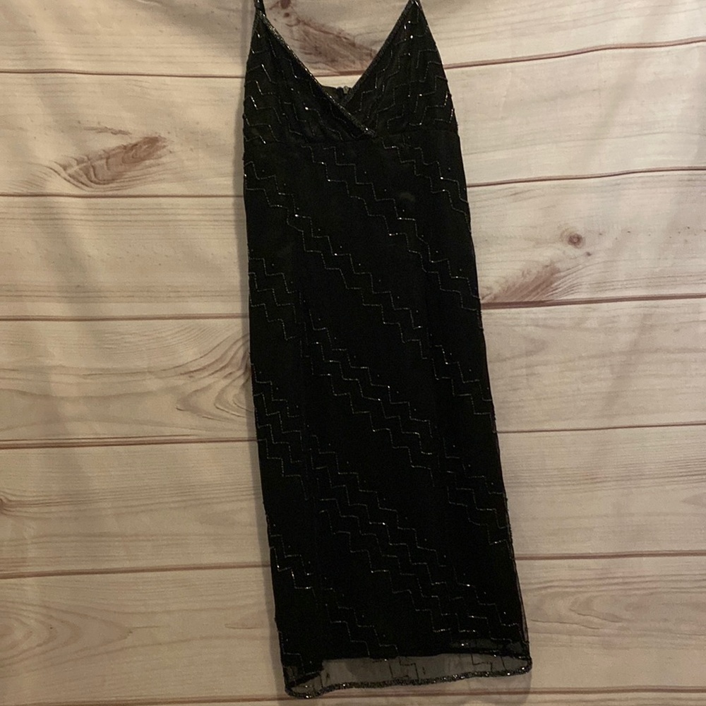 Black beaded cocktail dress